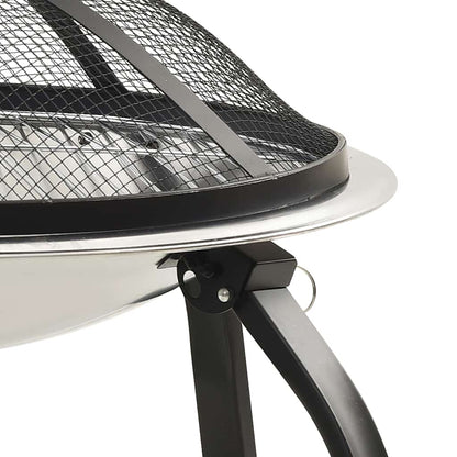 Vuurschaal En Barbecue 2-In-1 Met Pook 56X56X49 Cm Rvs