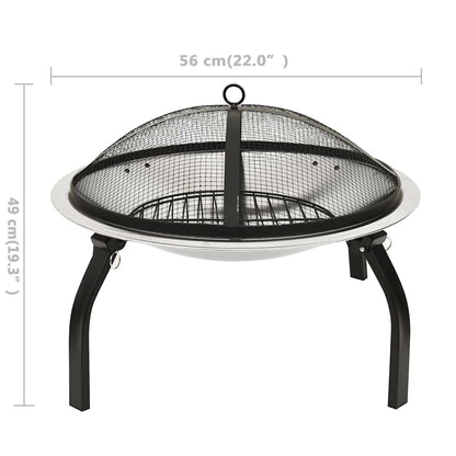 Vuurschaal En Barbecue 2-In-1 Met Pook 56X56X49 Cm Rvs