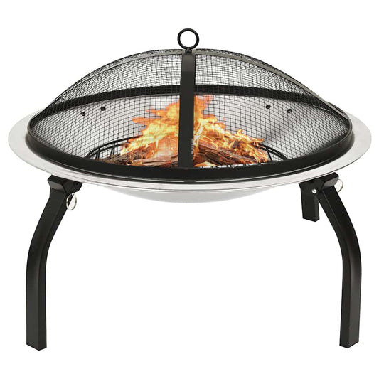 Vuurschaal En Barbecue 2-In-1 Met Pook 56X56X49 Cm Rvs