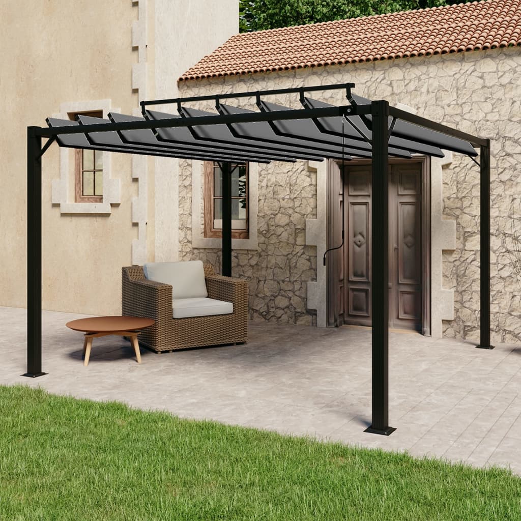 Prieel Met Lamellendak Stof En Aluminium Kleurig