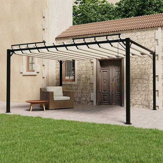 Prieel Met Lamellendak Stof En Aluminium Kleurig