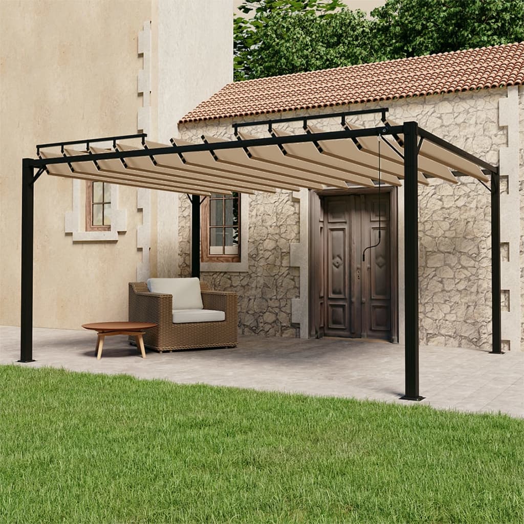 Prieel Met Lamellendak Stof En Aluminium Kleurig