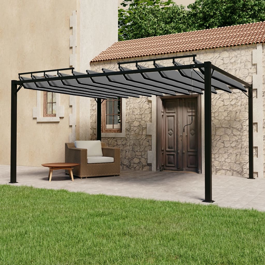 Prieel Met Lamellendak Stof En Aluminium Kleurig