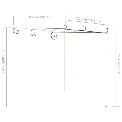Tuinpergola 3X3X2,5 M Ijzer Antiekbruin