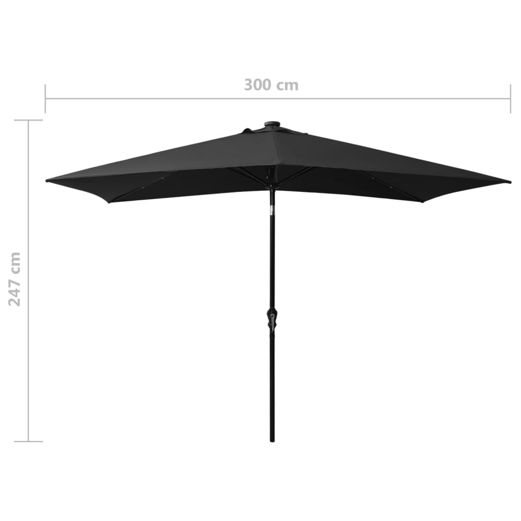 Parasol Met Led's En Stalen Paal 2X3 M