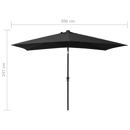 Parasol Met Led's En Stalen Paal 2X3 M