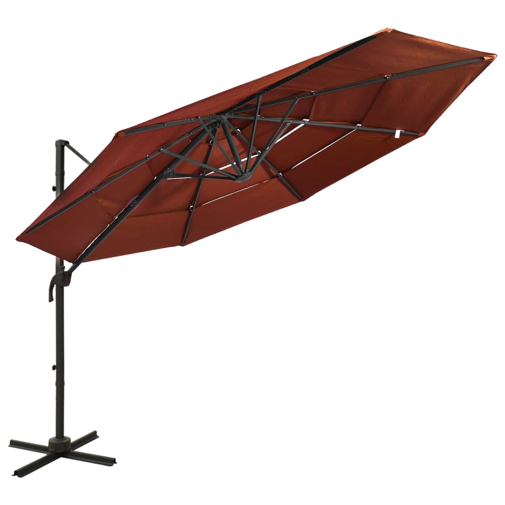 Parasol 4-Laags Met Aluminium Paal 3X3 M