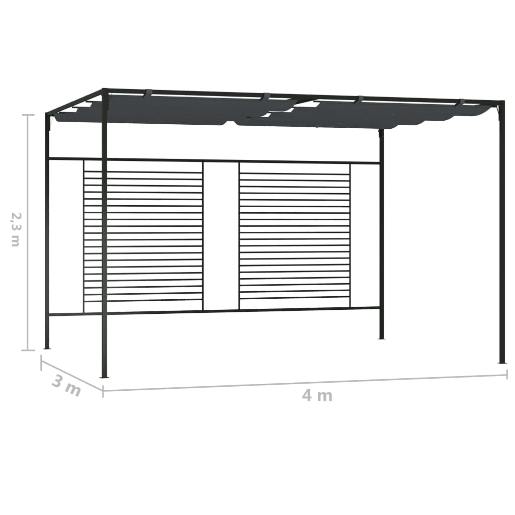 Prieel Met Uittrekbaar Dak 180 G/M² 4X3X2,3 M Kleurig