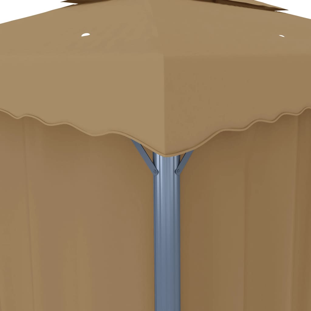 Prieel Met Gordijn 3X3 M Aluminium Taupe