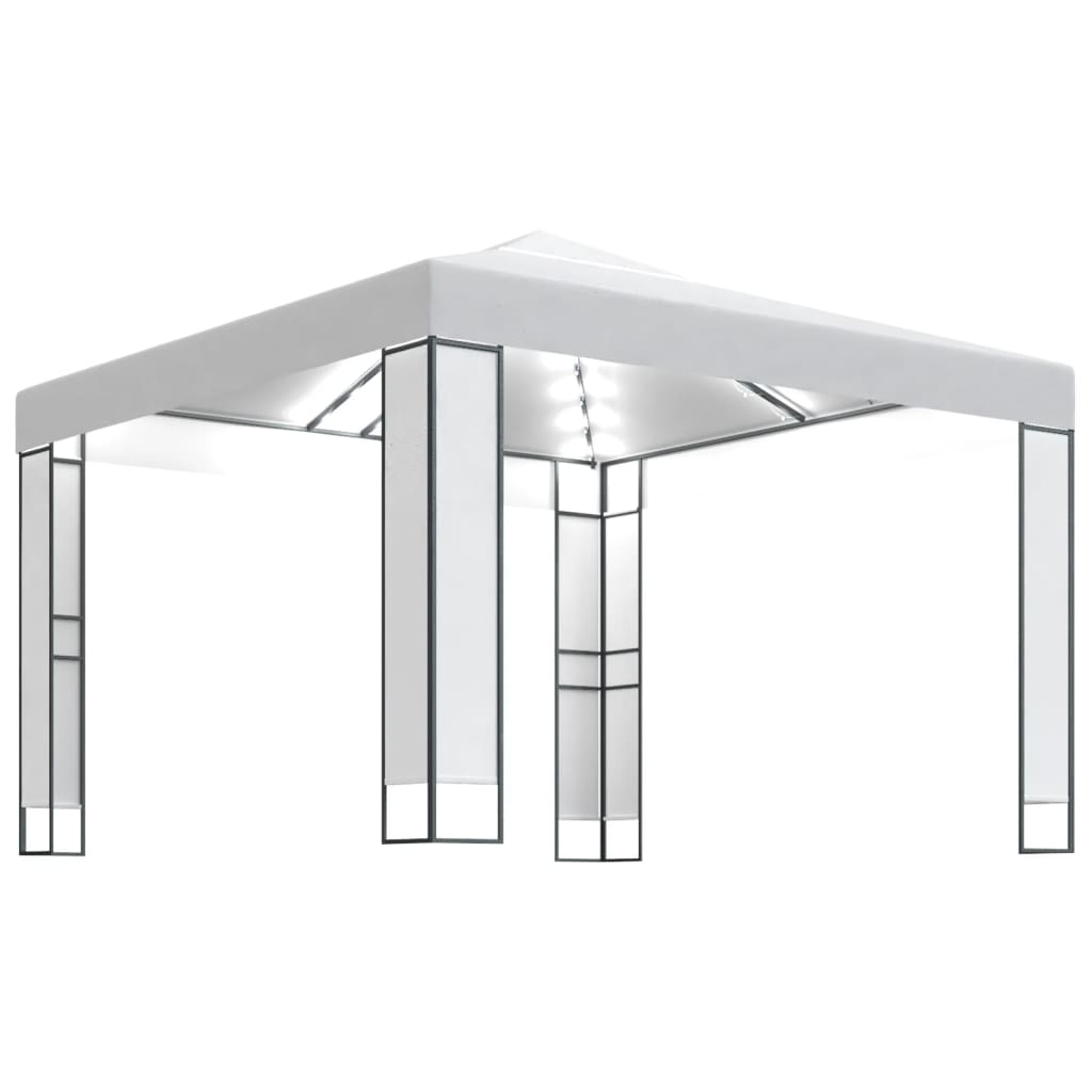 Prieel Met Dubbel Dak En Led-Lichtslinger 3X3 M