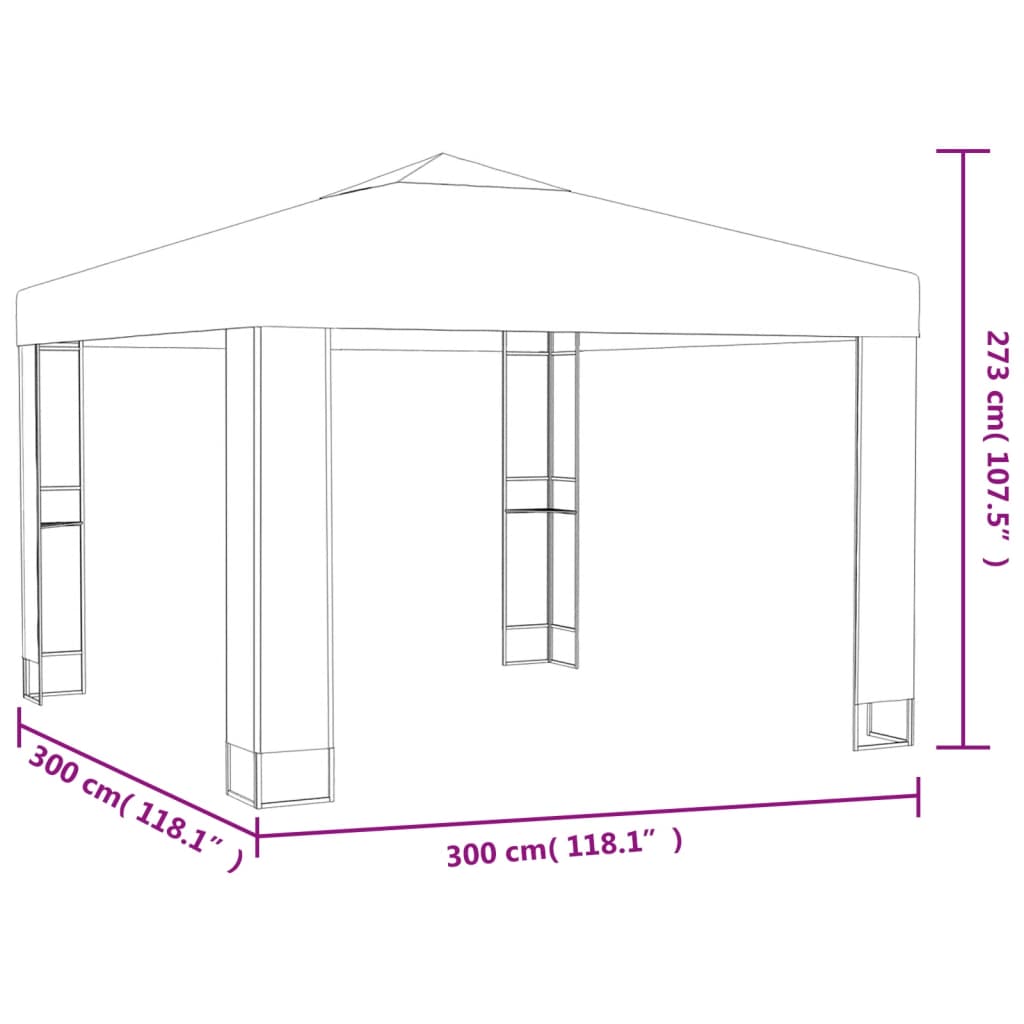 Prieel Met Dubbel Dak En Led-Lichtslinger 3X3 M