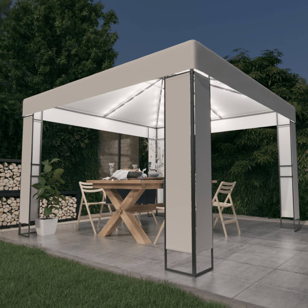 Prieel Met Dubbel Dak En Led-Lichtslinger 3X3 M