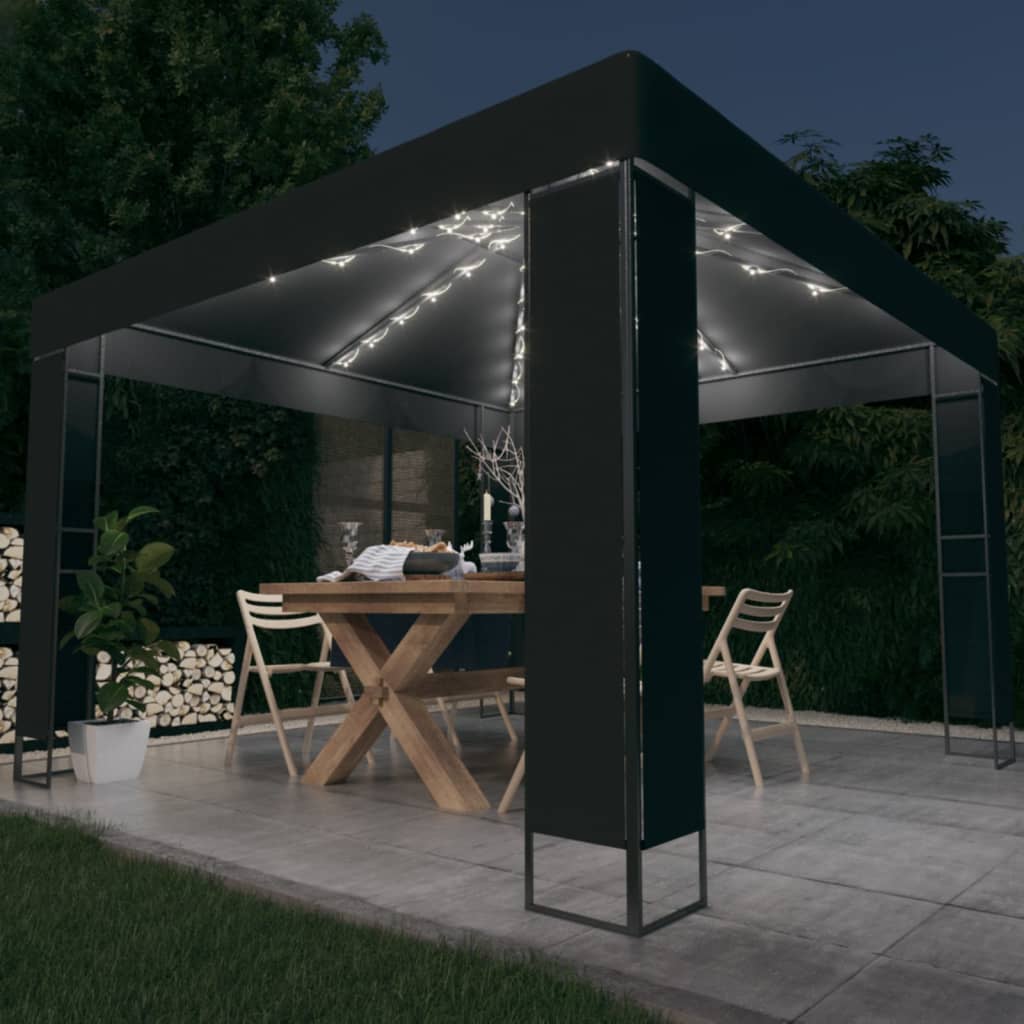Prieel Met Dubbel Dak En Led-Lichtslinger 3X3 M