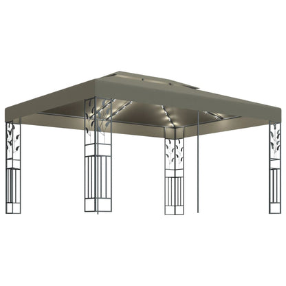 Prieel Met Dubbel Dak En Led-Lichtslinger 3X4 M