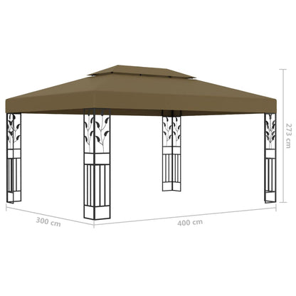 Prieel Met Dubbel Dak En Led-Lichtslinger 3X4 M