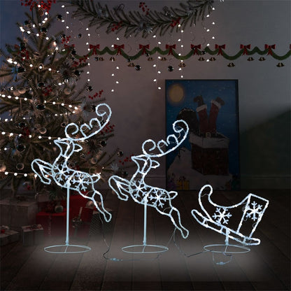 Kerstdecoratie Rendieren En Slee 260X21X87Cm Acryl