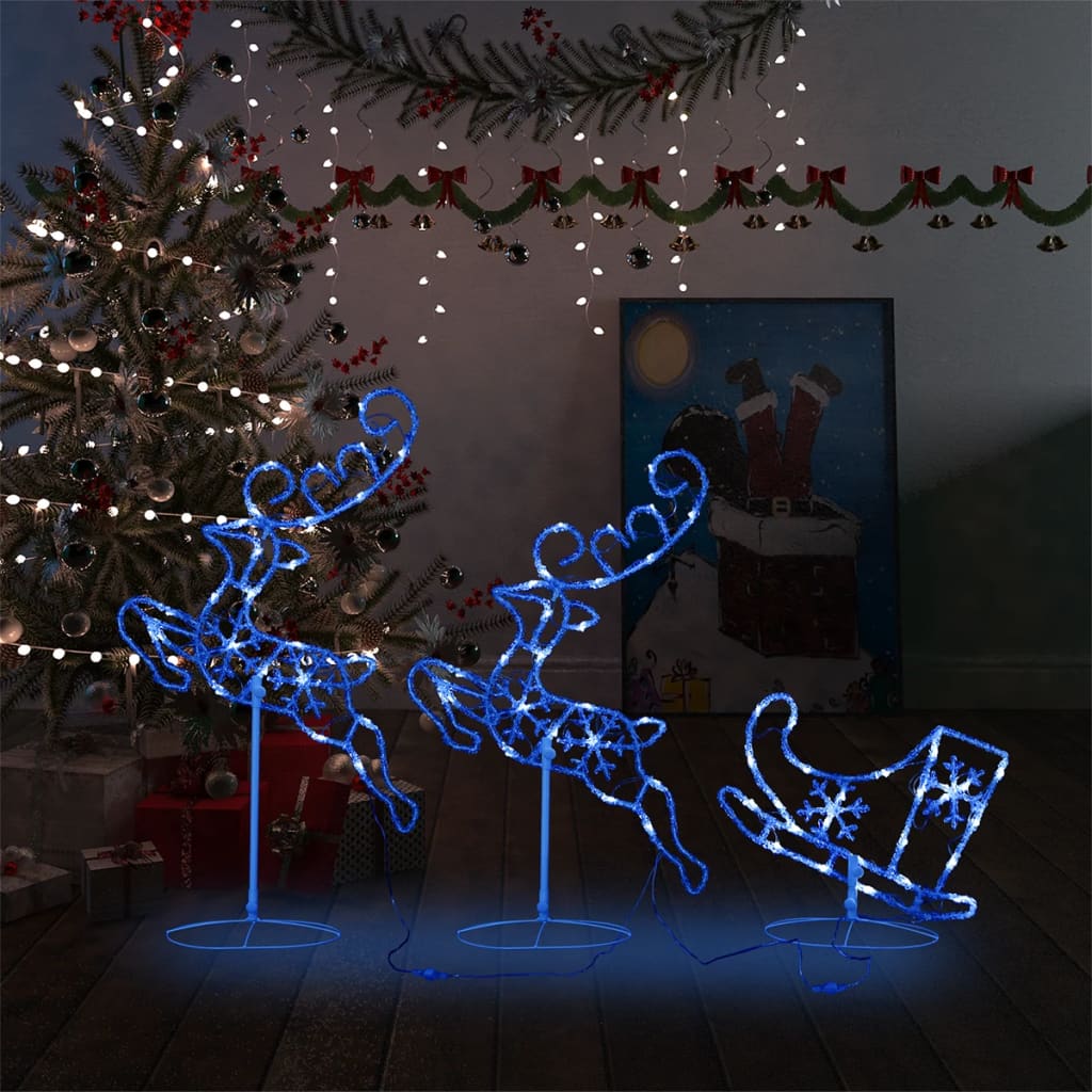 Kerstdecoratie Rendieren En Slee 260X21X87Cm Acryl