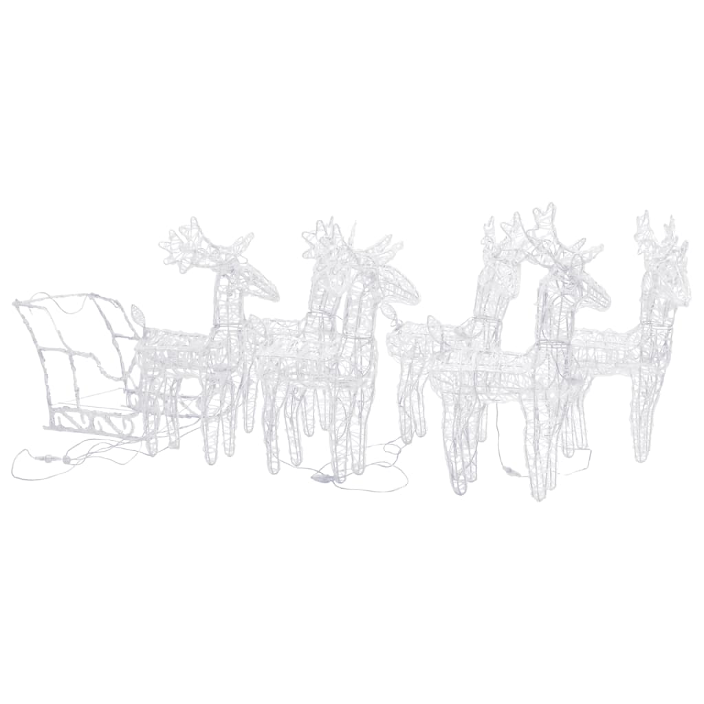 Kerstversiering Rendieren En Slee 320 Led's Acryl Warmwit