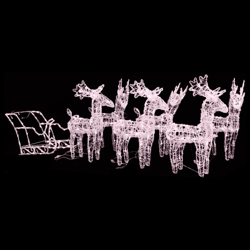 Kerstversiering Rendieren En Slee 320 Led's Acryl Warmwit