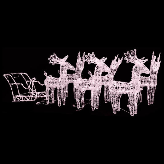 Kerstversiering Rendieren En Slee 320 Led's Acryl Warmwit