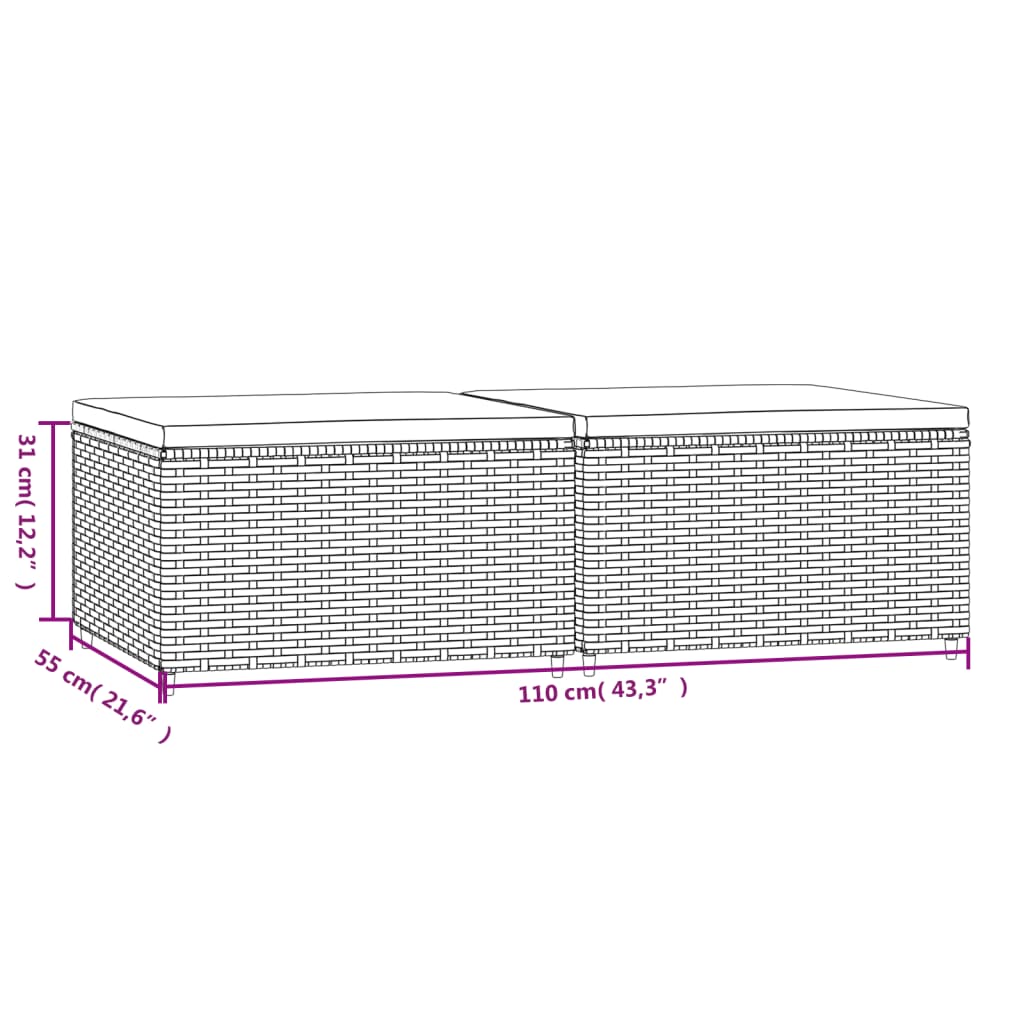 Voetensteunen Met Kussens Poly Rattan