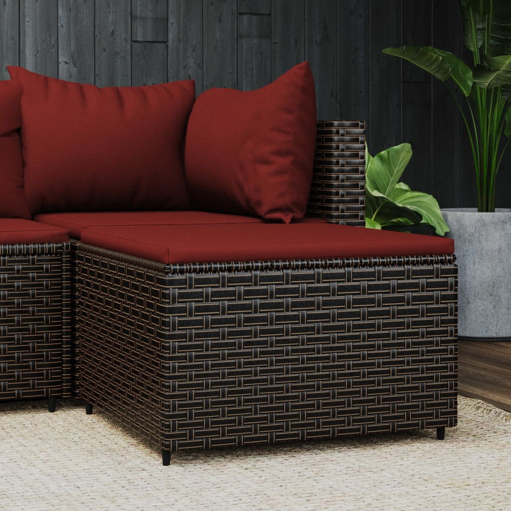 Voetensteunen Met Kussens Poly Rattan
