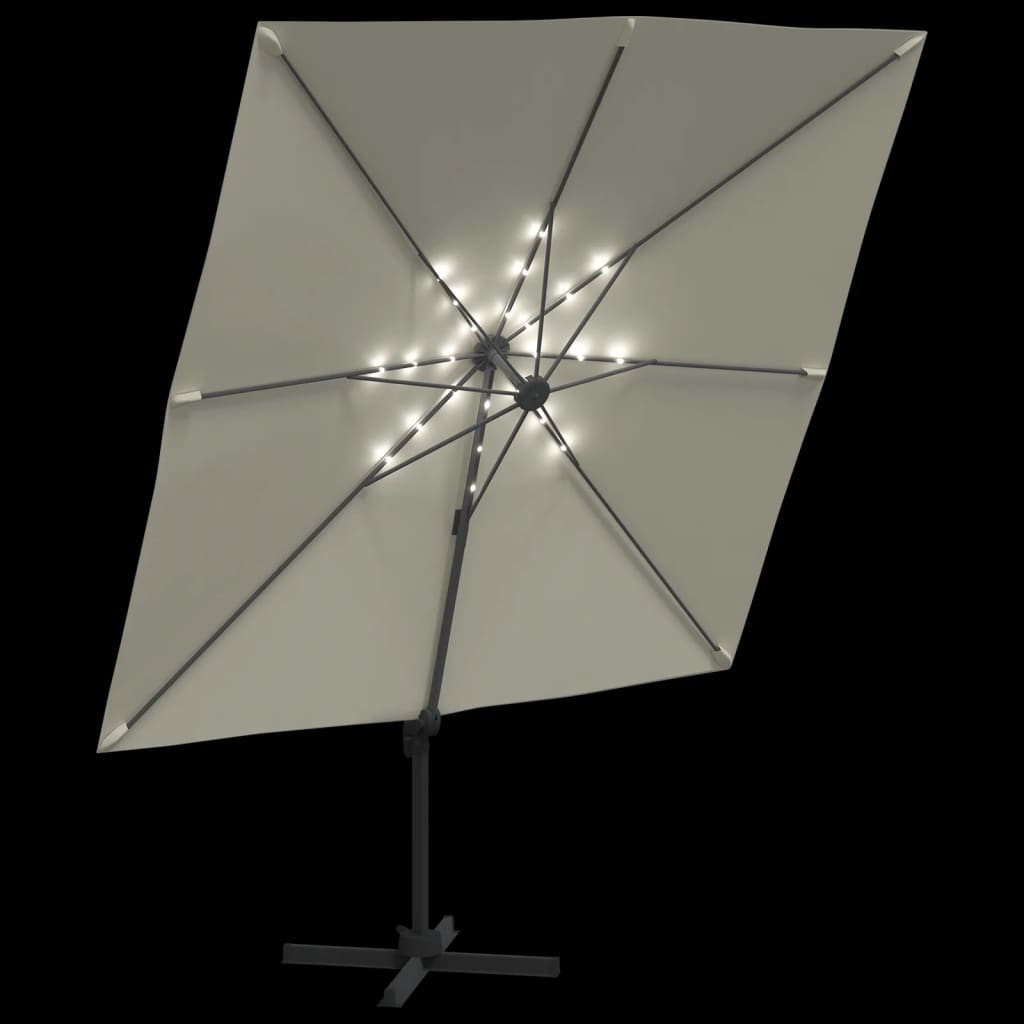 Zweefparasol Met Led-Verlichting 400X300 Cm Wit