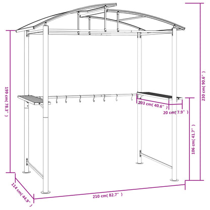 Barbecue-Overkapping 210X114X230 Cm Staal Antracietkleurig