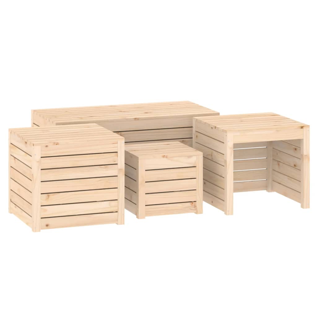 4-Delige Tuinboxset Massief Grenenhout