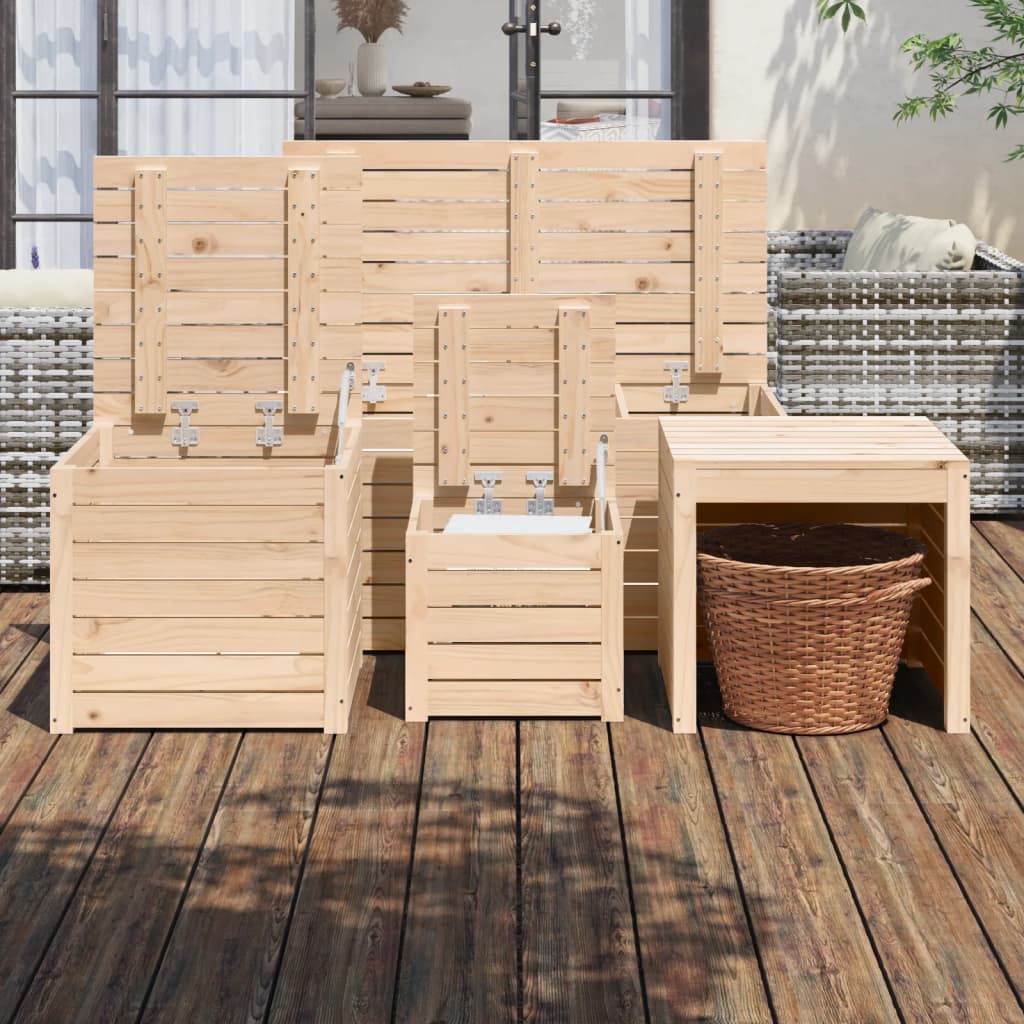 4-Delige Tuinboxset Massief Grenenhout