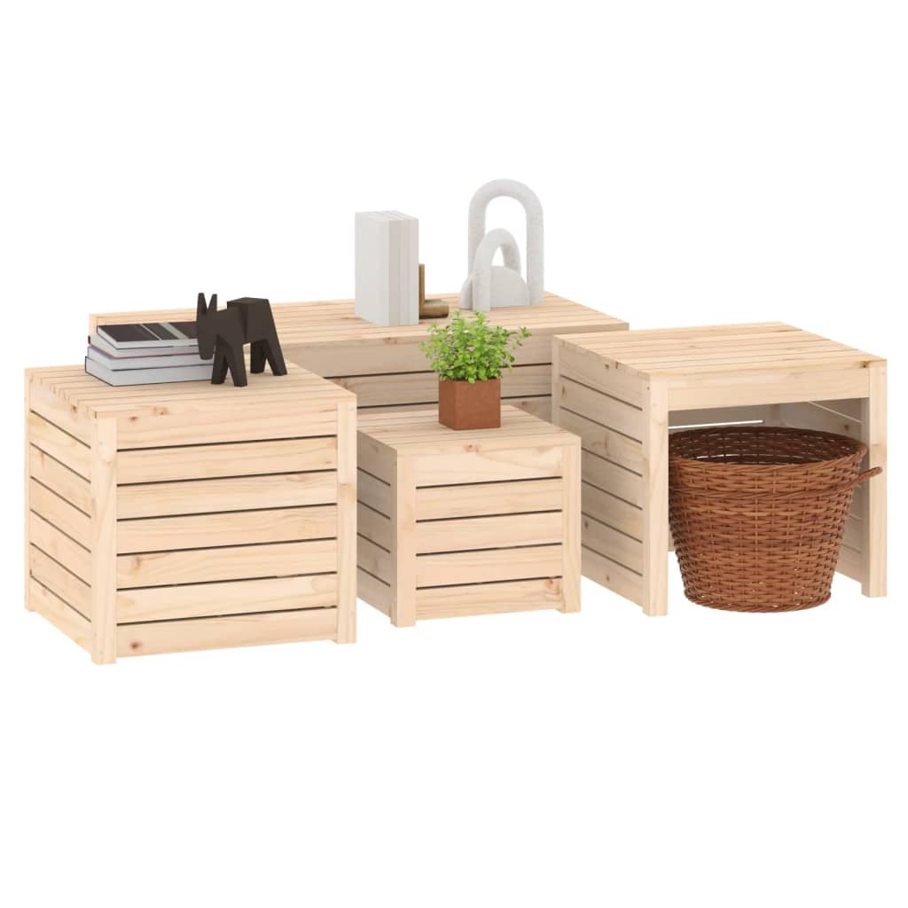 4-Delige Tuinboxset Massief Grenenhout