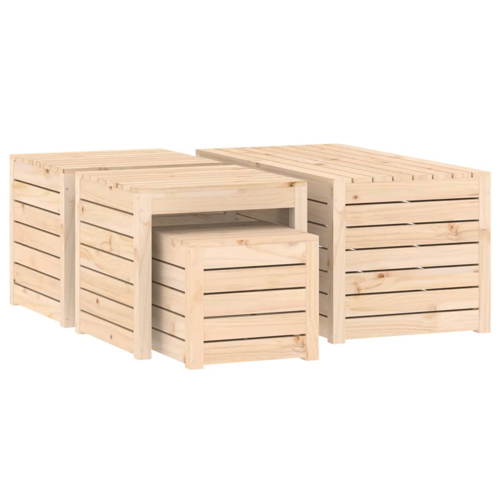 4-Delige Tuinboxset Massief Grenenhout