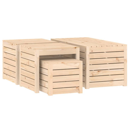 4-Delige Tuinboxset Massief Grenenhout