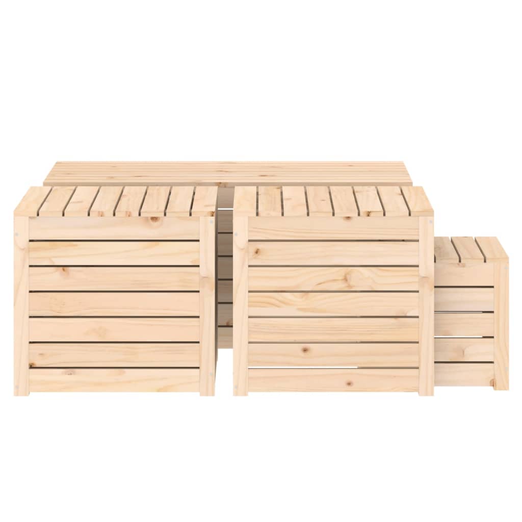 4-Delige Tuinboxset Massief Grenenhout