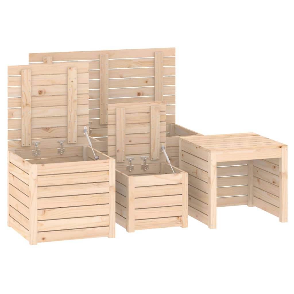 4-Delige Tuinboxset Massief Grenenhout