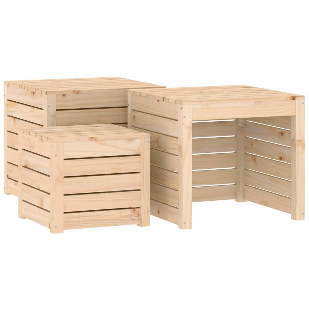 4-Delige Tuinboxset Massief Grenenhout