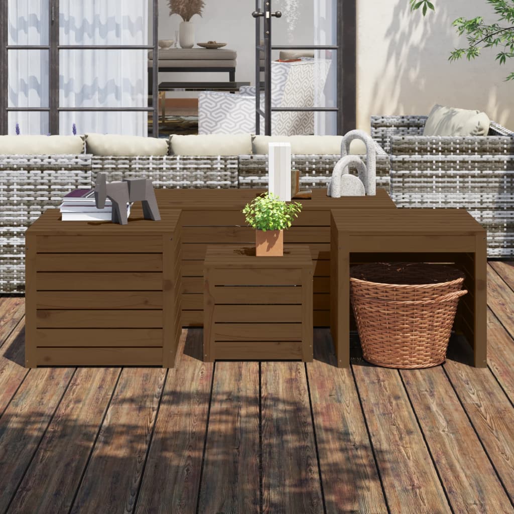 4-Delige Tuinboxset Massief Grenenhout