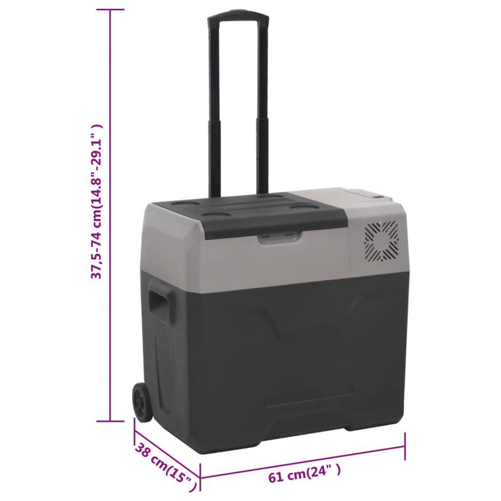 Koelbox Met Wielen En Handvat Polypropeen Zwart En Grijs