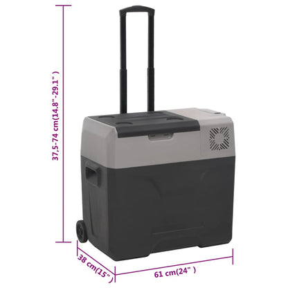 Koelbox Met Wielen En Handvat Polypropeen Zwart En Grijs