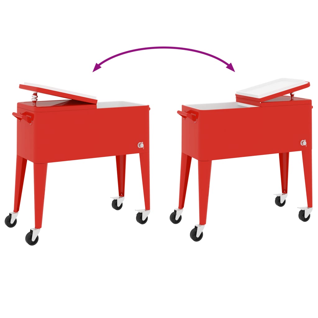 Koelbox Op Wielen 92X43X89 Cm Rood