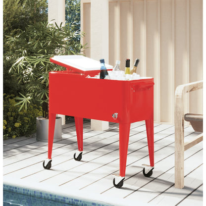 Koelbox Op Wielen 92X43X89 Cm Rood
