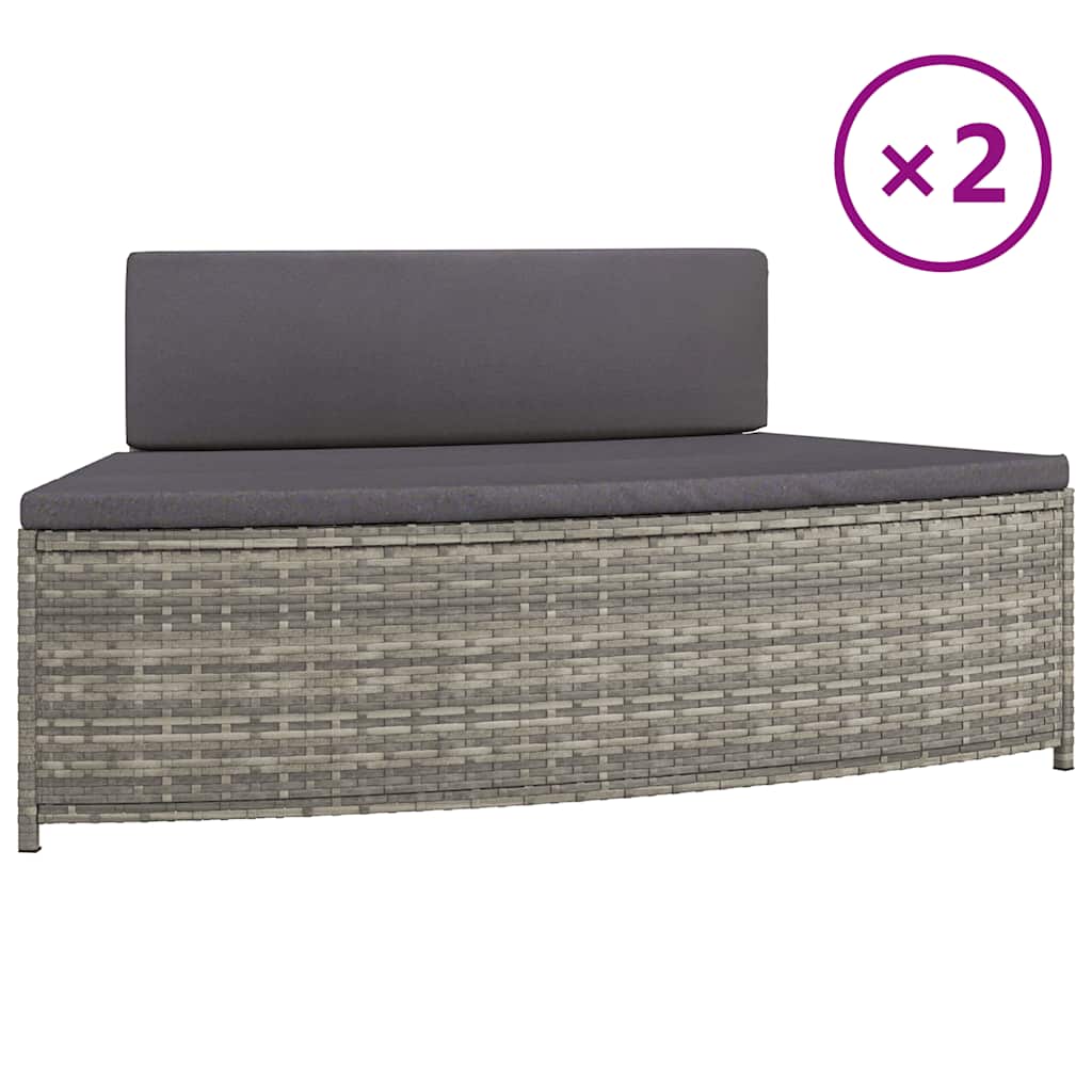 Spa-Bankjes Met Kussens 2 St Poly Rattan