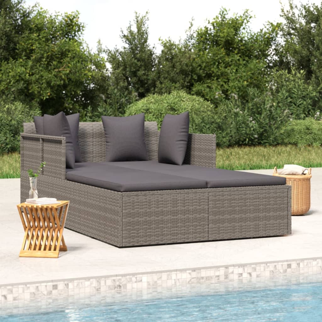 Ligbed Met Kussens 182X118X63 Cm Poly Rattan