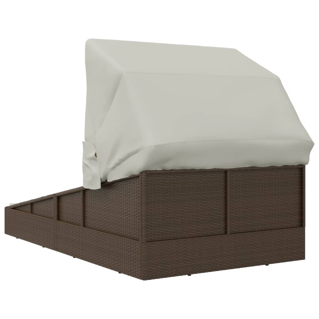 Ligbed Met Inklapbaar Dak 200X114X128 Cm Poly Rattan