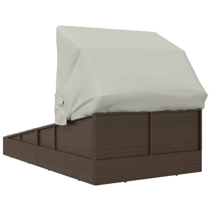 Ligbed Met Inklapbaar Dak 200X114X128 Cm Poly Rattan