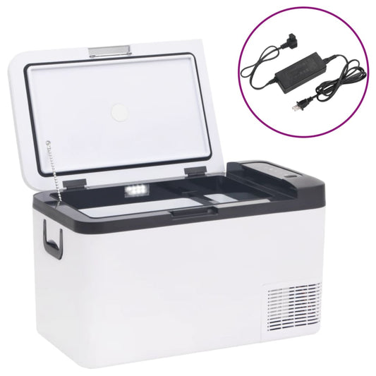 Koelbox Met Handvat En Adapter Pp & Pe Zwart En Wit