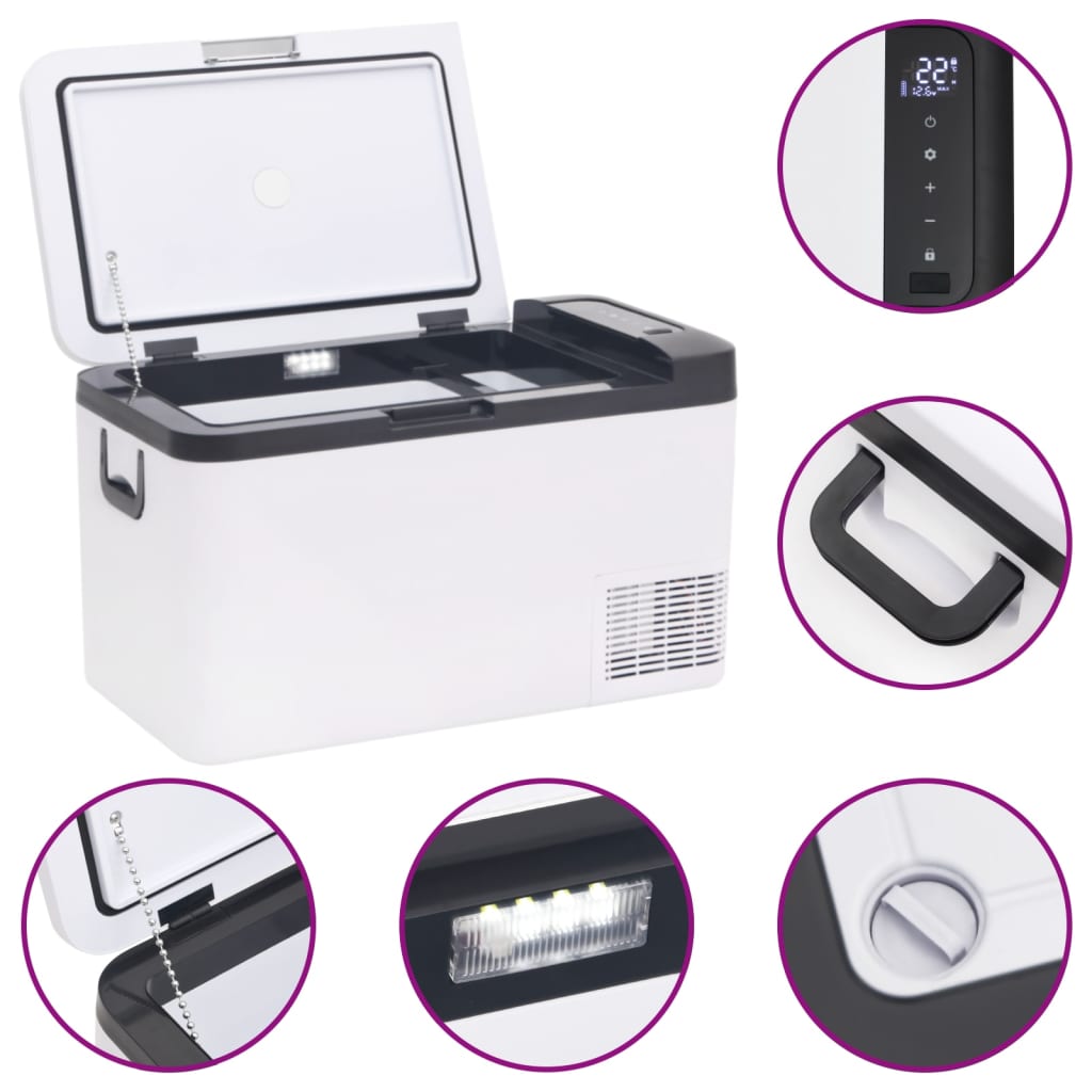 Koelbox Met Handvat En Adapter Pp & Pe Zwart En Wit