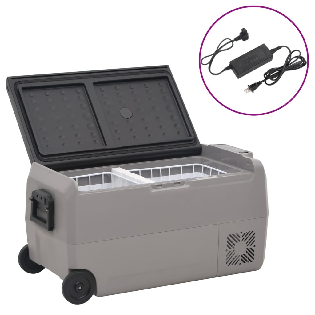 Koelbox Met Wielen En Adapter Pp En Pe Zwart En Grijs