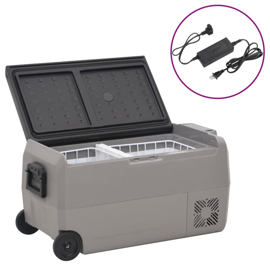 Koelbox Met Wielen En Adapter Pp En Pe Zwart En Grijs