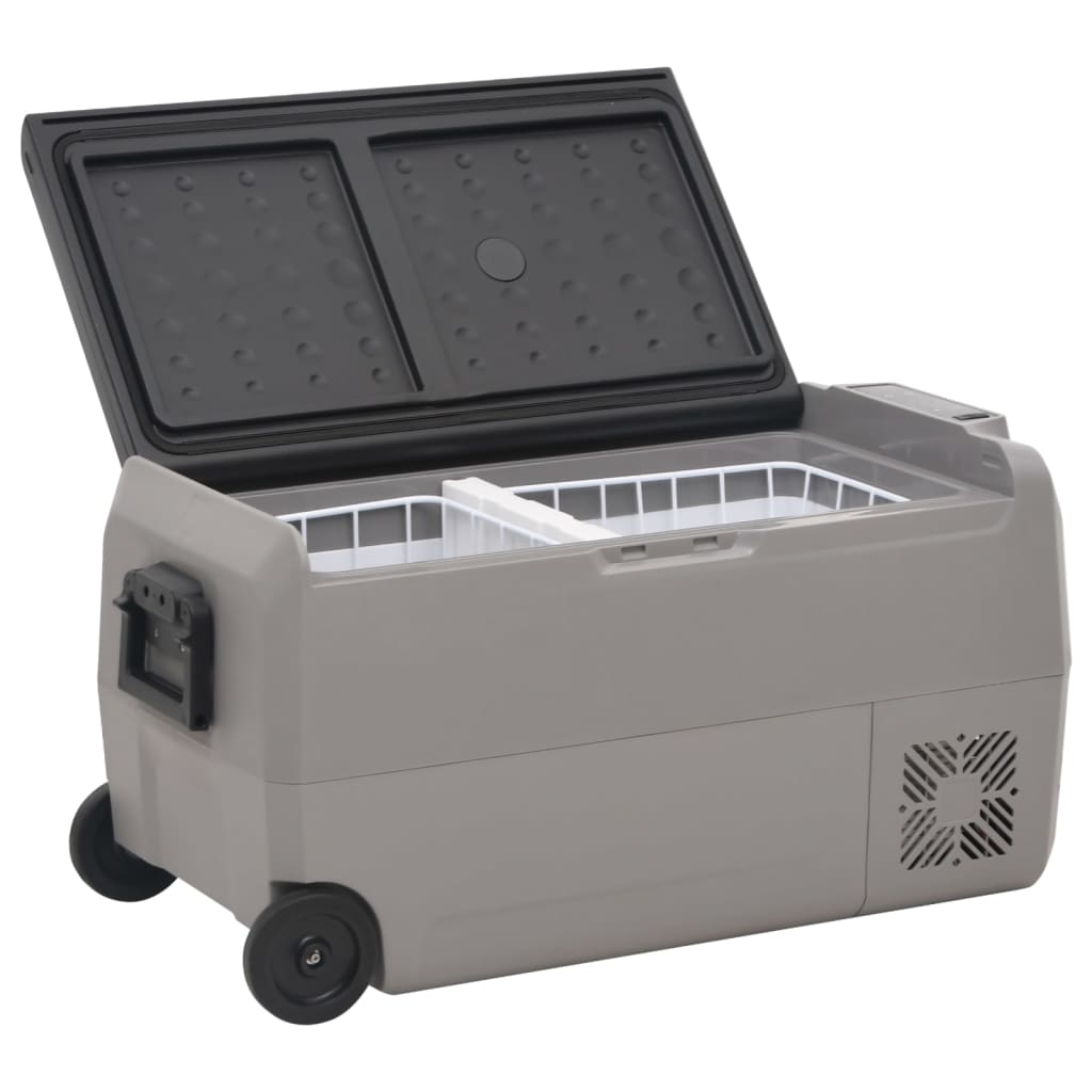 Koelbox Met Wielen En Adapter Pp En Pe Zwart En Grijs